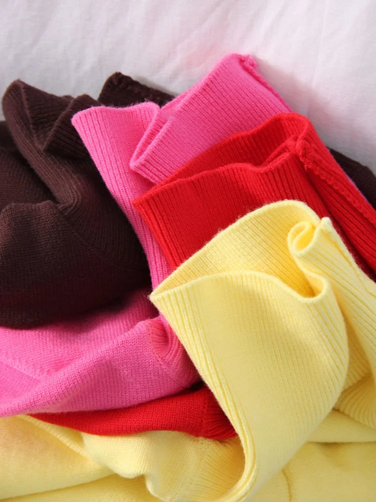 Basic Red Turtleneck Sweater Women Trends 2025 Winter Pullovers Oversize Sweater Woman Jumper Women's Turtleenck Sweaters Coffee