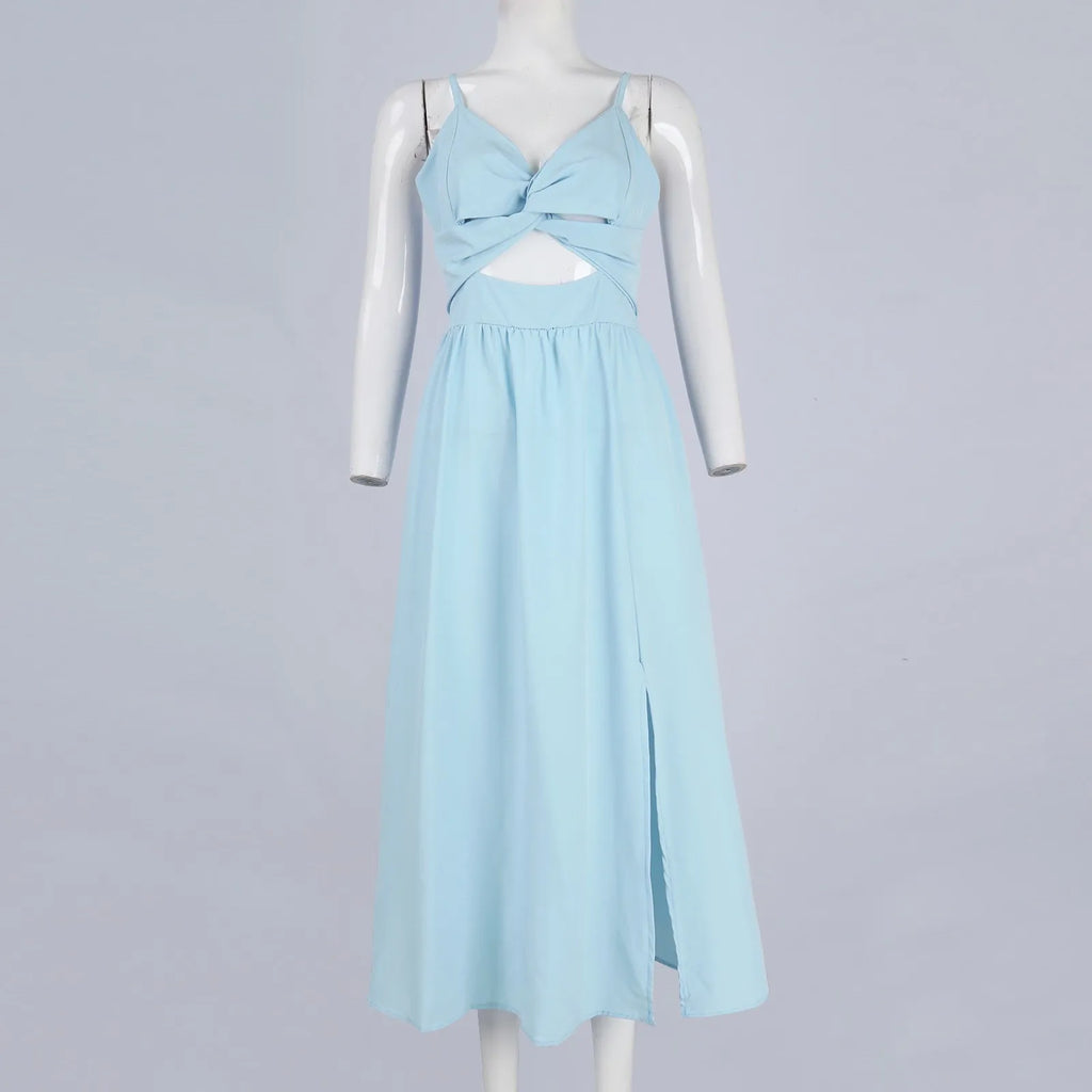 dresses for women trend sexy party dresses V-Neck Big Swing Slimming Backless Sleeveless long Dress Suspenders Hollow vestidos