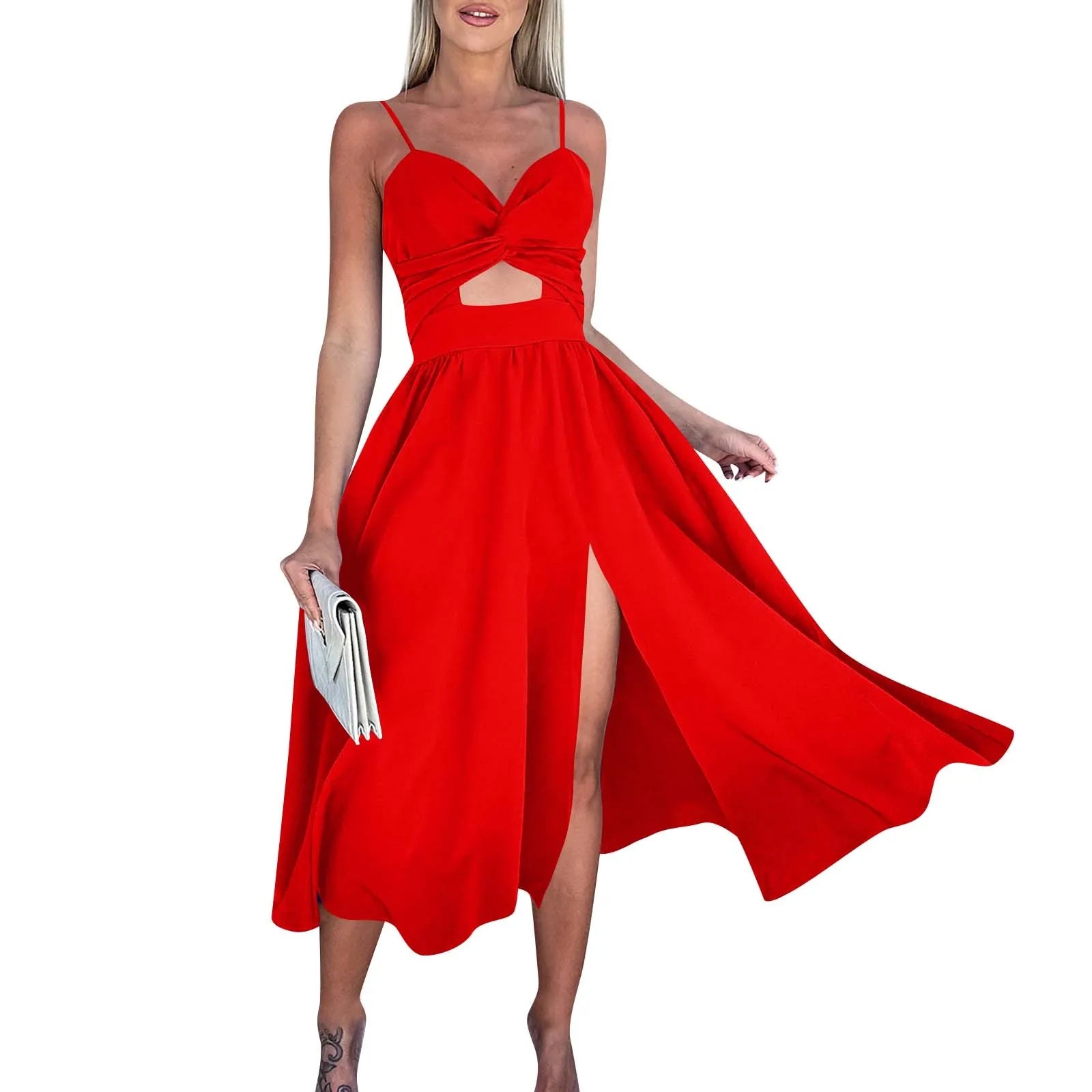 dresses for women trend sexy party dresses V-Neck Big Swing Slimming Backless Sleeveless long Dress Suspenders Hollow vestidos