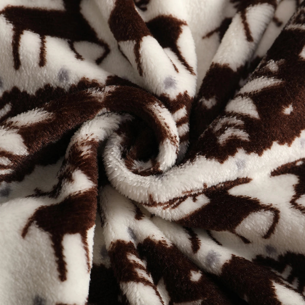 Women Christmas Printed Pajama Pants Winter Warm Soft Plush Sleep Pants Comfy Elastic Waist Home Clothes Bottoms with 2 Pockets