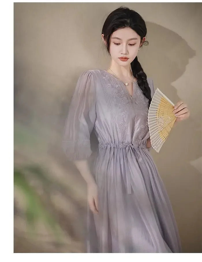 Embroidered Dress for Women in Summer 2025 New Style Loose Mid-length Skirt