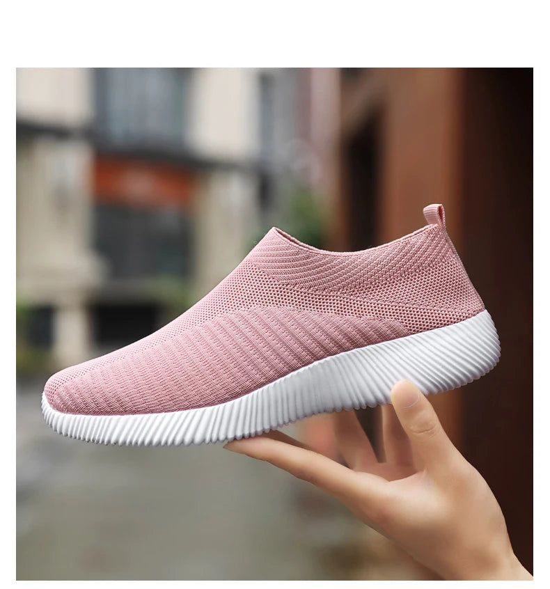 Summer Women's Shoes Breathable Flat Elastic Flat For Women Sneakers Footwear Lightweight Sport Outdoor Mesh Tennis Walking Shoe