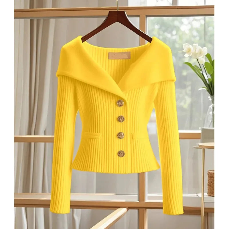 Autumn Winter Jacket Women Knitted Sweater Cardigan Coat 2025New Solid Long-Sleeved Knitwear Bottoming Shirts Female Casual Tops