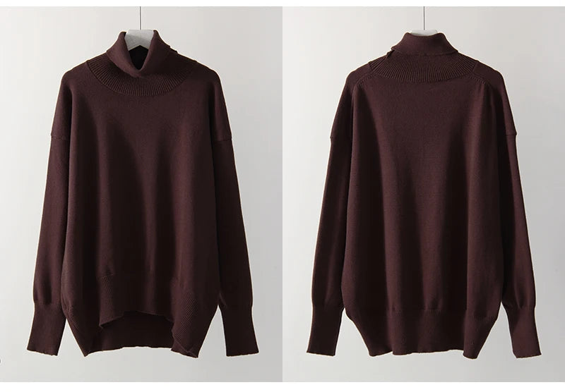 Basic Red Turtleneck Sweater Women Trends 2025 Winter Pullovers Oversize Sweater Woman Jumper Women's Turtleenck Sweaters Coffee