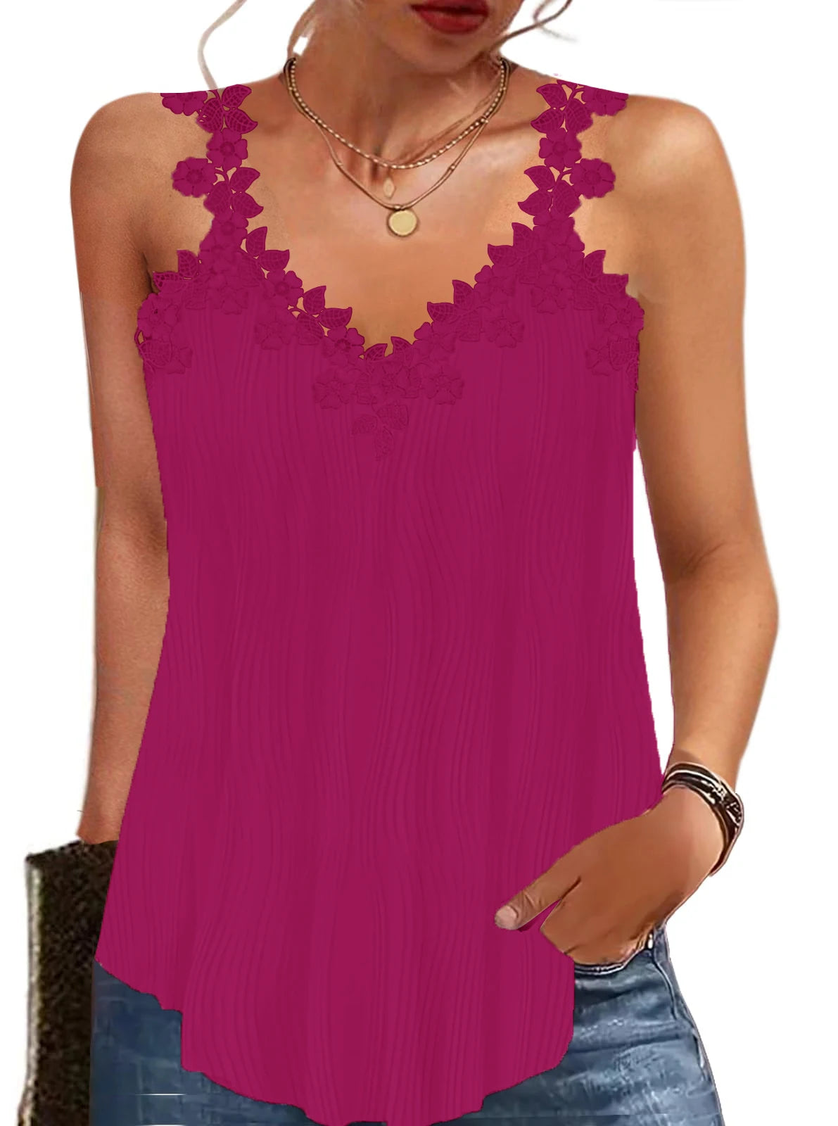 Women's Summer Cute Tank Tops V Neck Shirts Sleeveless Casual Loose Camisole Vest T-Shirt Clothing For Female