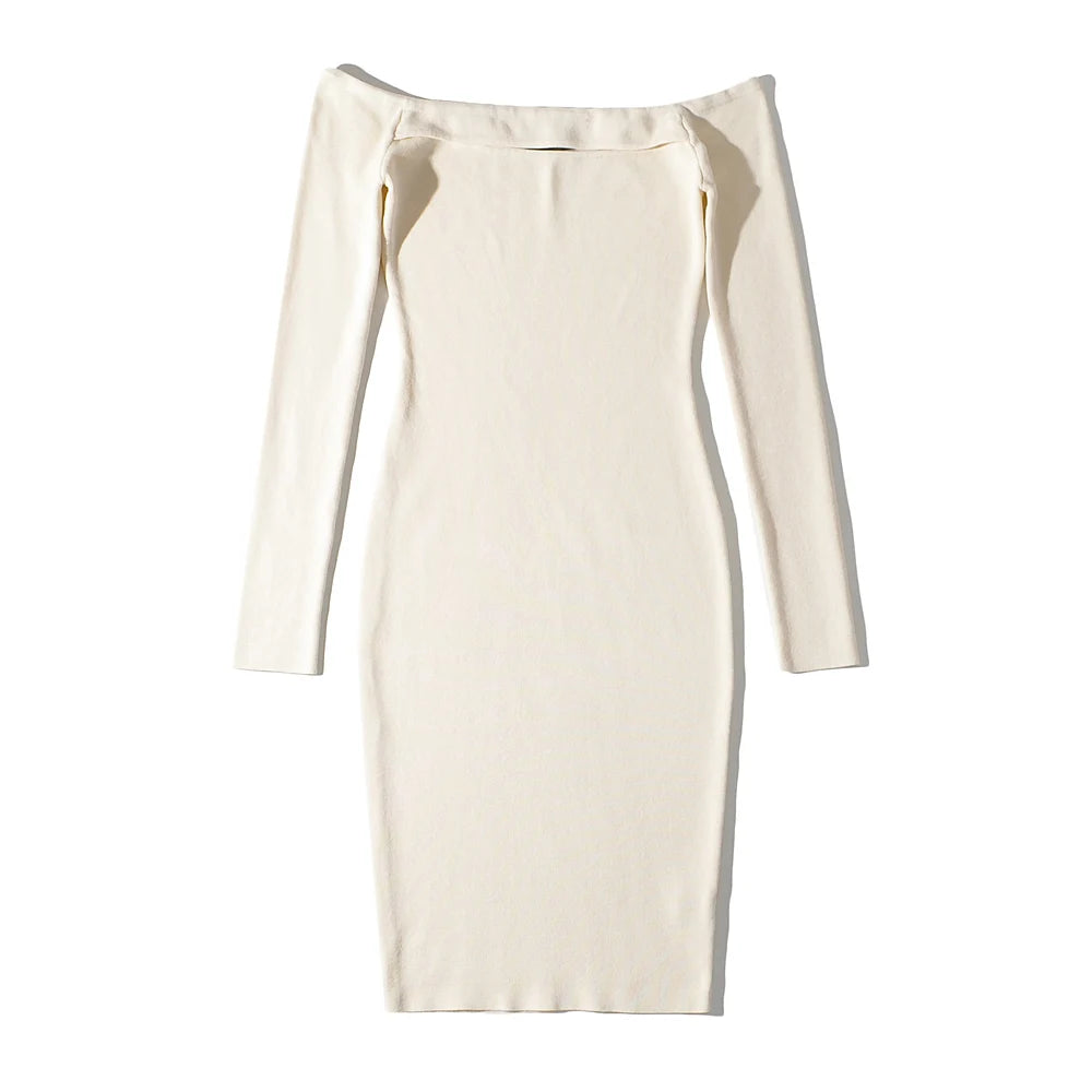 Long sleeve dresses for women 2023 Fall fashion dress short evening party dresses bodycon hollow out knitted dresses off shouler