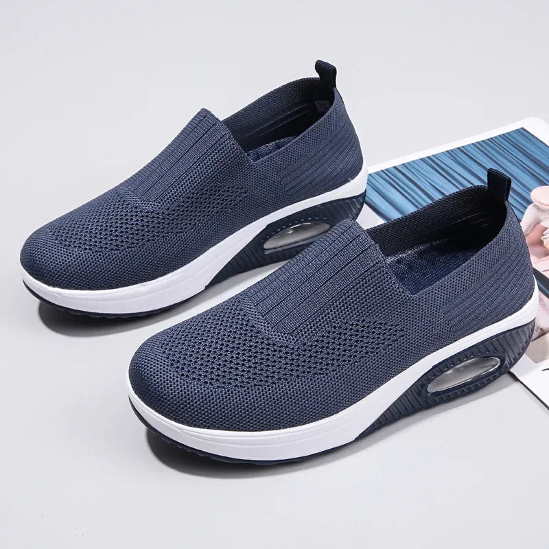 Summer Women's Shoes Fashion Breathable Air Cushion Sneakers Slip on Casual Comfortable Platform Wedge Vulcanized Shoes