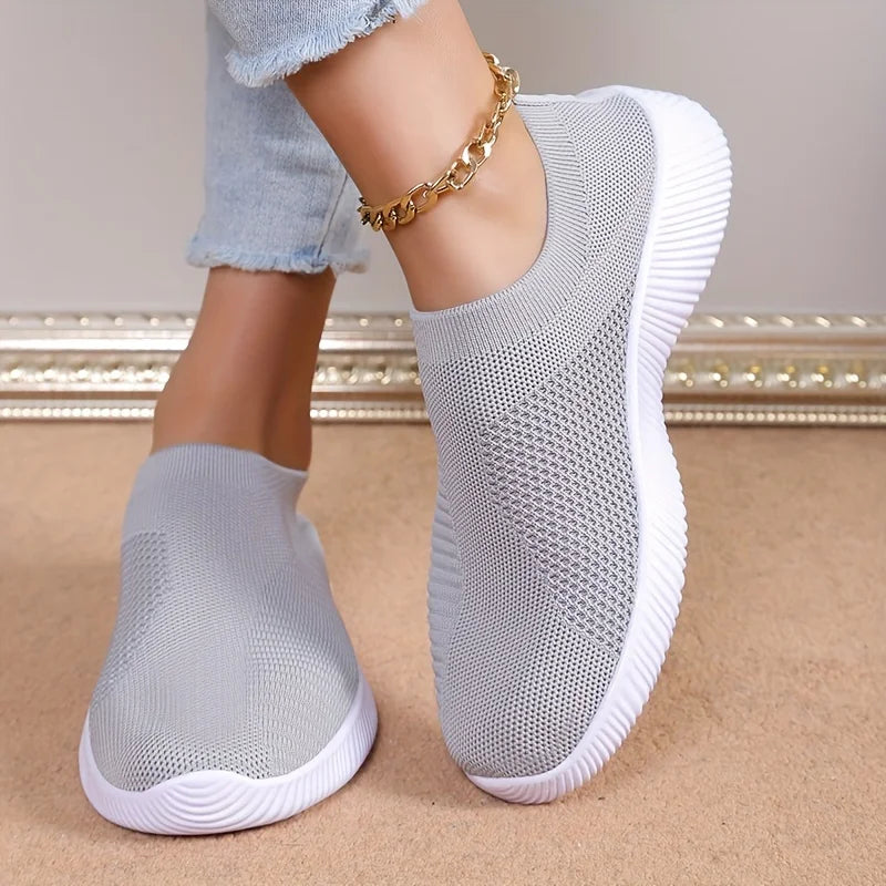 Summer Women's Shoes Breathable Flat Elastic Flat For Women Sneakers Footwear Lightweight Sport Outdoor Mesh Tennis Walking Shoe