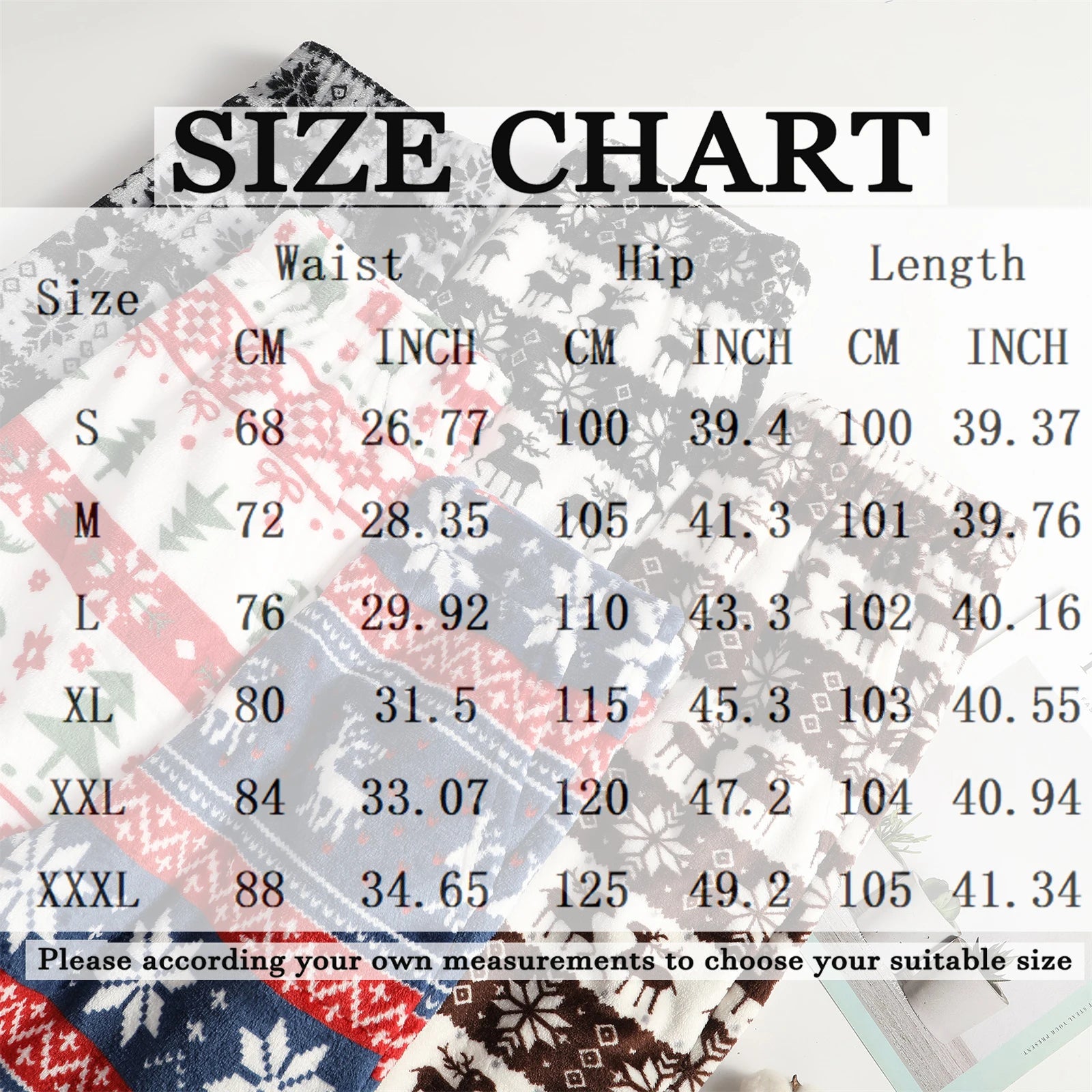 Women Christmas Printed Pajama Pants Winter Warm Soft Plush Sleep Pants Comfy Elastic Waist Home Clothes Bottoms with 2 Pockets