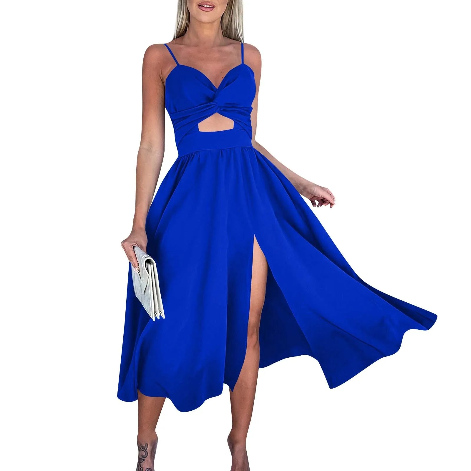 dresses for women trend sexy party dresses V-Neck Big Swing Slimming Backless Sleeveless long Dress Suspenders Hollow vestidos