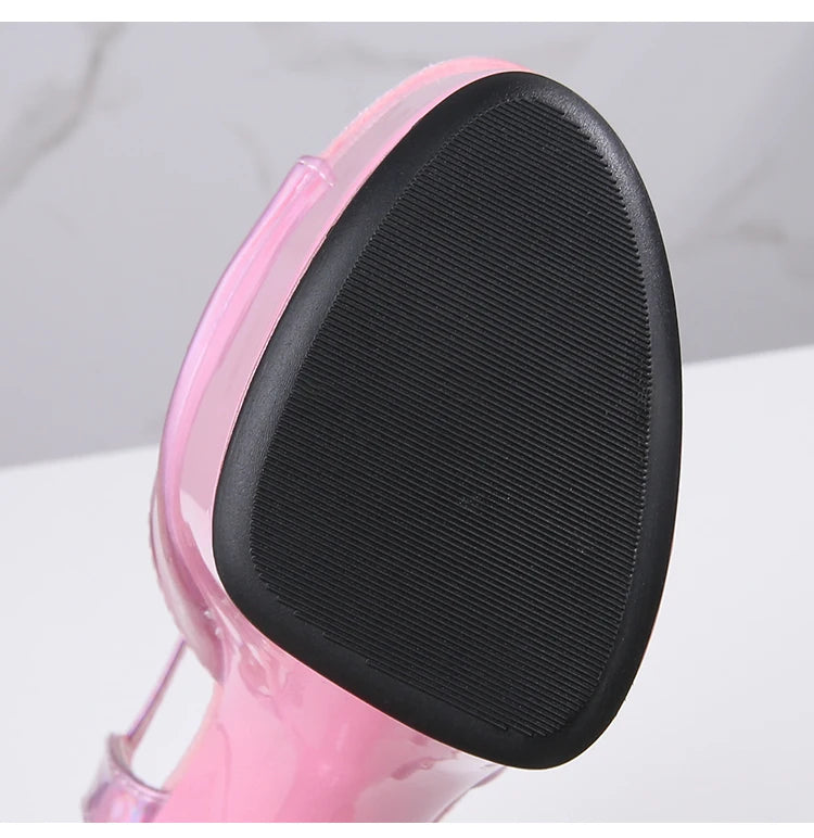 Women's Summer Shoes with Heels Sexy 17CM/7Inchs Platform Sandals Pole Dancing Fetish Erotic Stripper Shoes Luxury Laser Color
