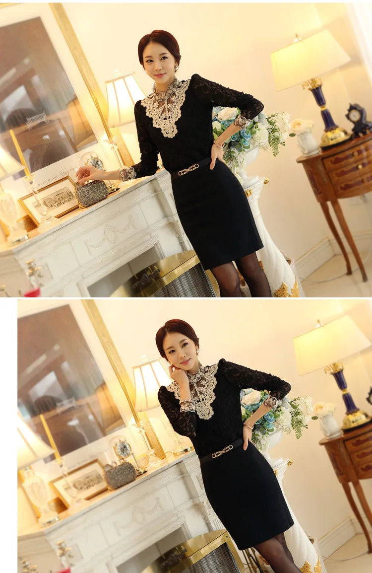 Women T Shirts Vintage Spring Winter Tees Autumn Lace Beads Hole Sexy Tops Warm Blouse Top Casual Full Long Sleeve Shirt