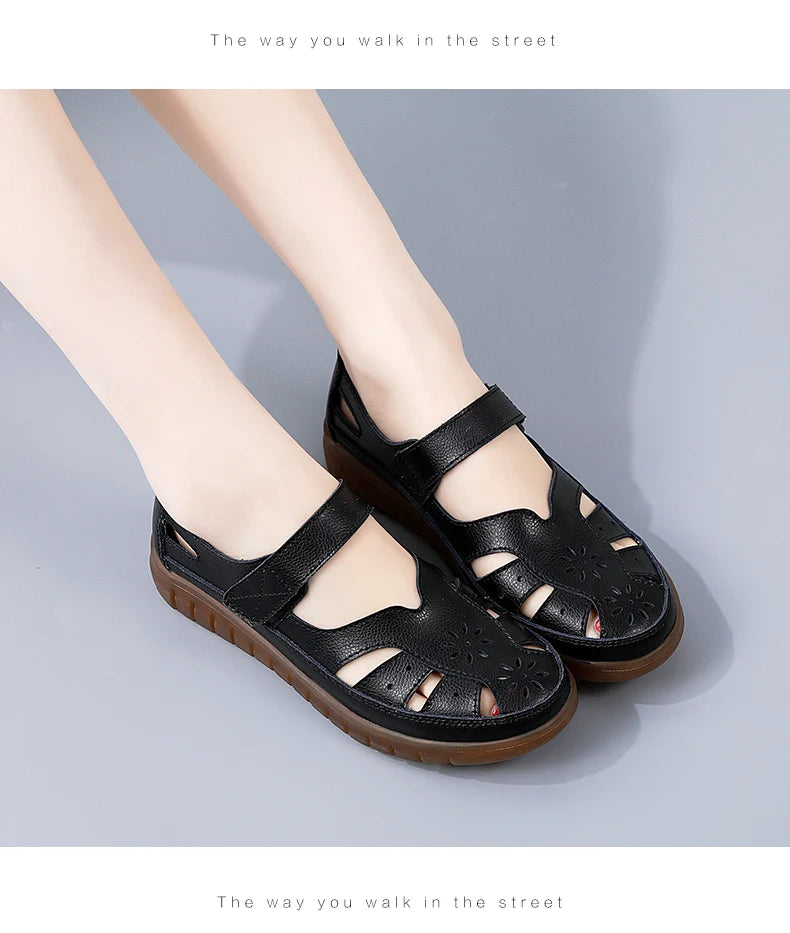 Women Sandals Summer Ladies Girls Comfortable Ankle Hollow Round Toe Sandals Woman Soft Beach Sole Female Shoes for Women