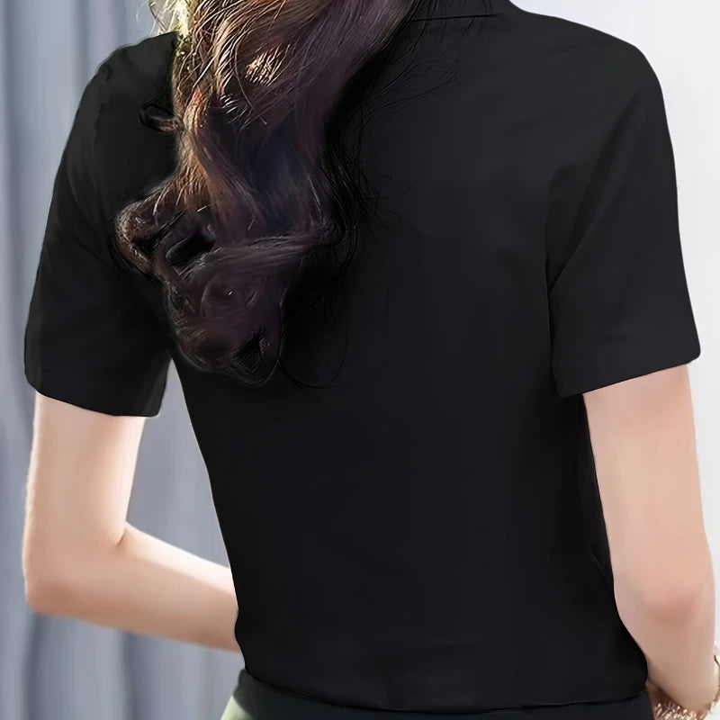 Short-Sleeve Shirts for Women 2025 Summer New Elegant Female Clothing Basic Formal Dress Shirt Blouse Women OL Solid Ladies Tops