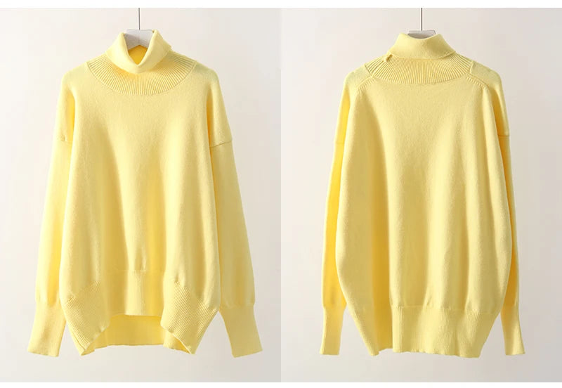 Basic Red Turtleneck Sweater Women Trends 2025 Winter Pullovers Oversize Sweater Woman Jumper Women's Turtleenck Sweaters Coffee