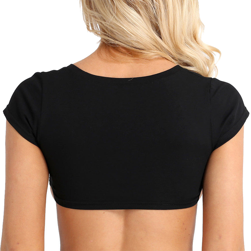 2023 Summer Sexy T Shirts Women Short Sleeve Solid Black White Crop Tops Shirts Party Club Casual Tee Tops