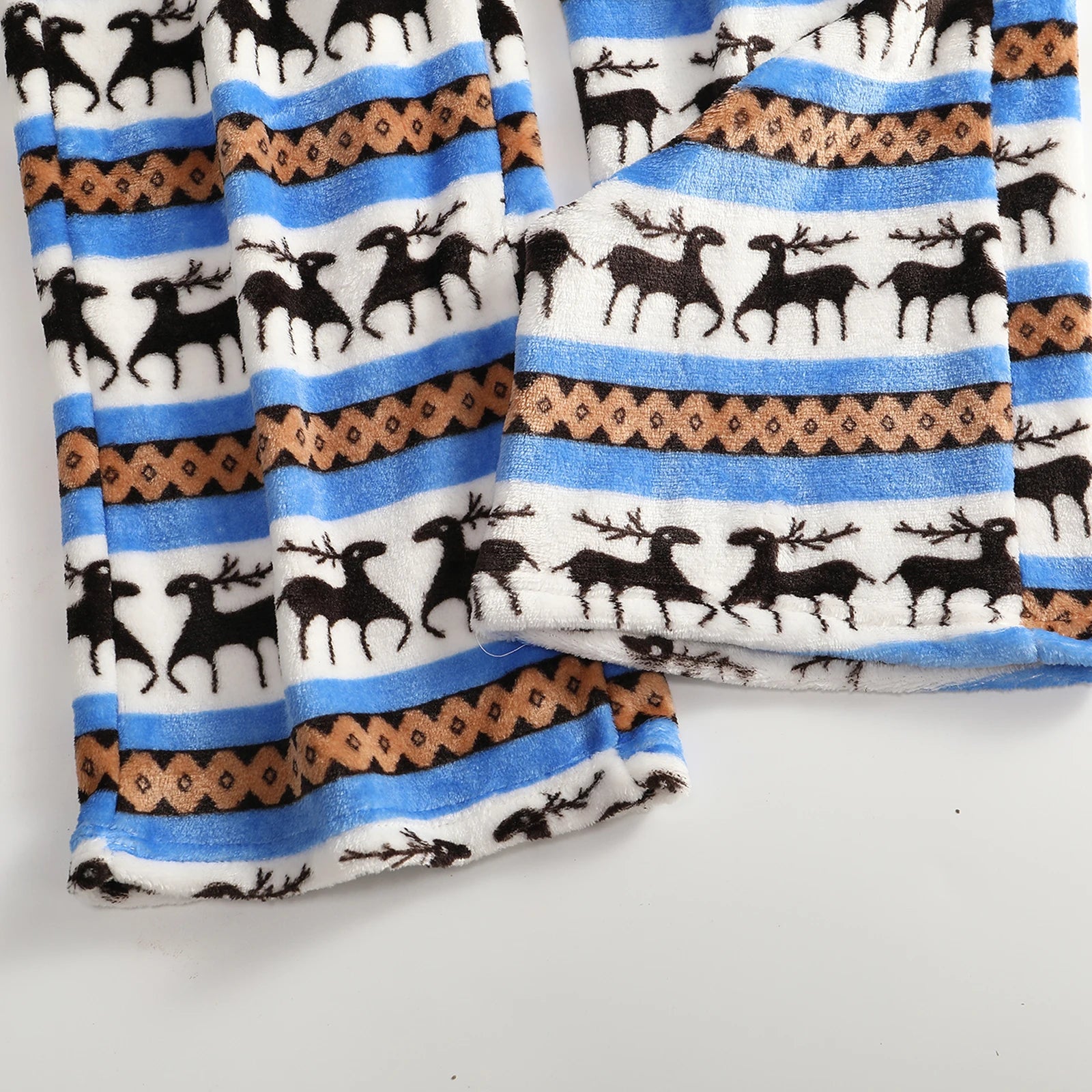 Women Christmas Printed Pajama Pants Winter Warm Soft Plush Sleep Pants Comfy Elastic Waist Home Clothes Bottoms with 2 Pockets