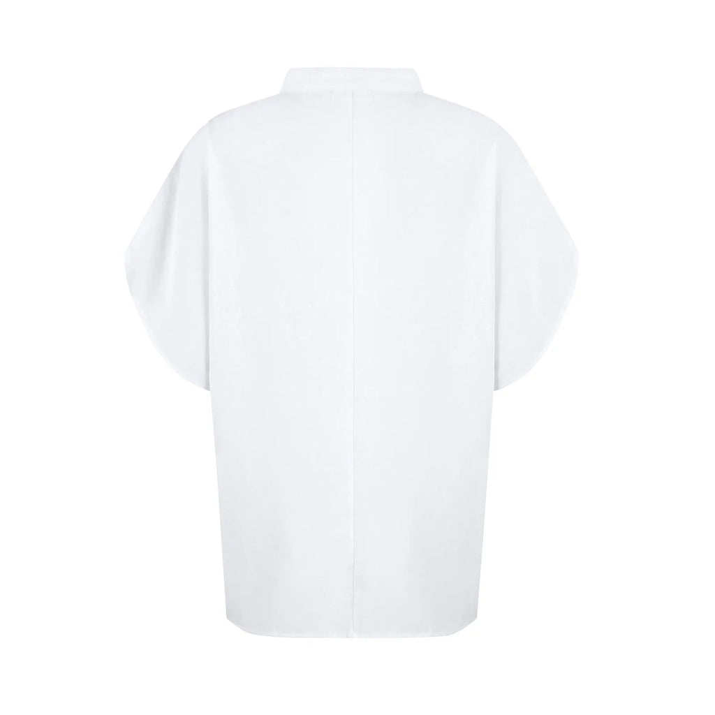 Summer Tops For Women Blouse 2024 Fashion Short Sleeve Solid V Neck Loose Shirts And Blouses Elegant Laies White Tops