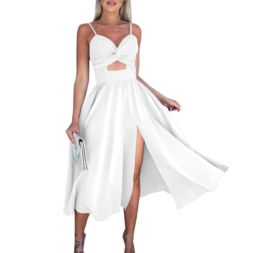 dresses for women trend sexy party dresses V-Neck Big Swing Slimming Backless Sleeveless long Dress Suspenders Hollow vestidos