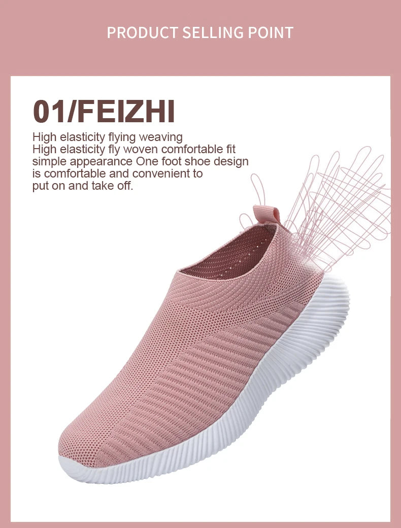 Summer Women's Shoes Breathable Flat Elastic Flat For Women Sneakers Footwear Lightweight Sport Outdoor Mesh Tennis Walking Shoe