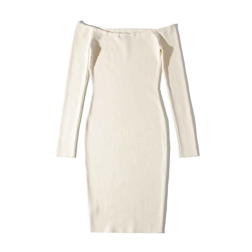 Long sleeve dresses for women 2023 Fall fashion dress short evening party dresses bodycon hollow out knitted dresses off shouler