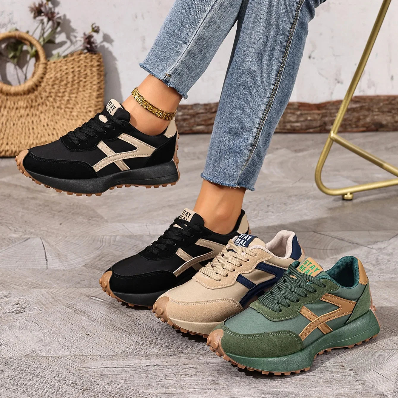 2025 New Women  Sneakers Spring Casual Lace Up Sport Sneakers Luxury Platform Anti-slip Running Shoes Women Zapatos De Mujer
