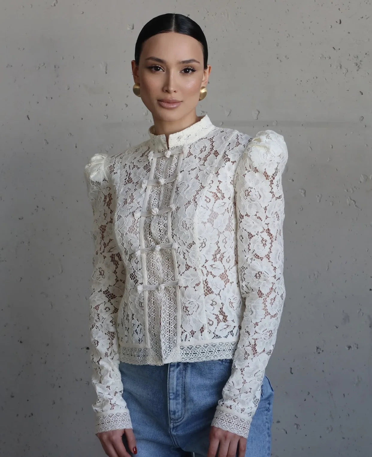 Tossy Summer Lace Printed Shirts Tops Female Hollow Out Fashion Commute Vintage See-Through Blouse Women's Lace Shrug Shirts New